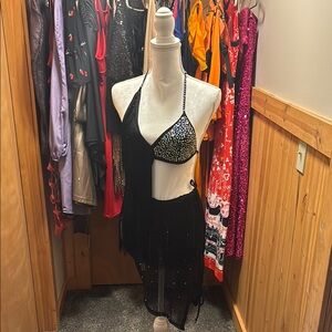 12th Tribe Black Sequin Mini Dress